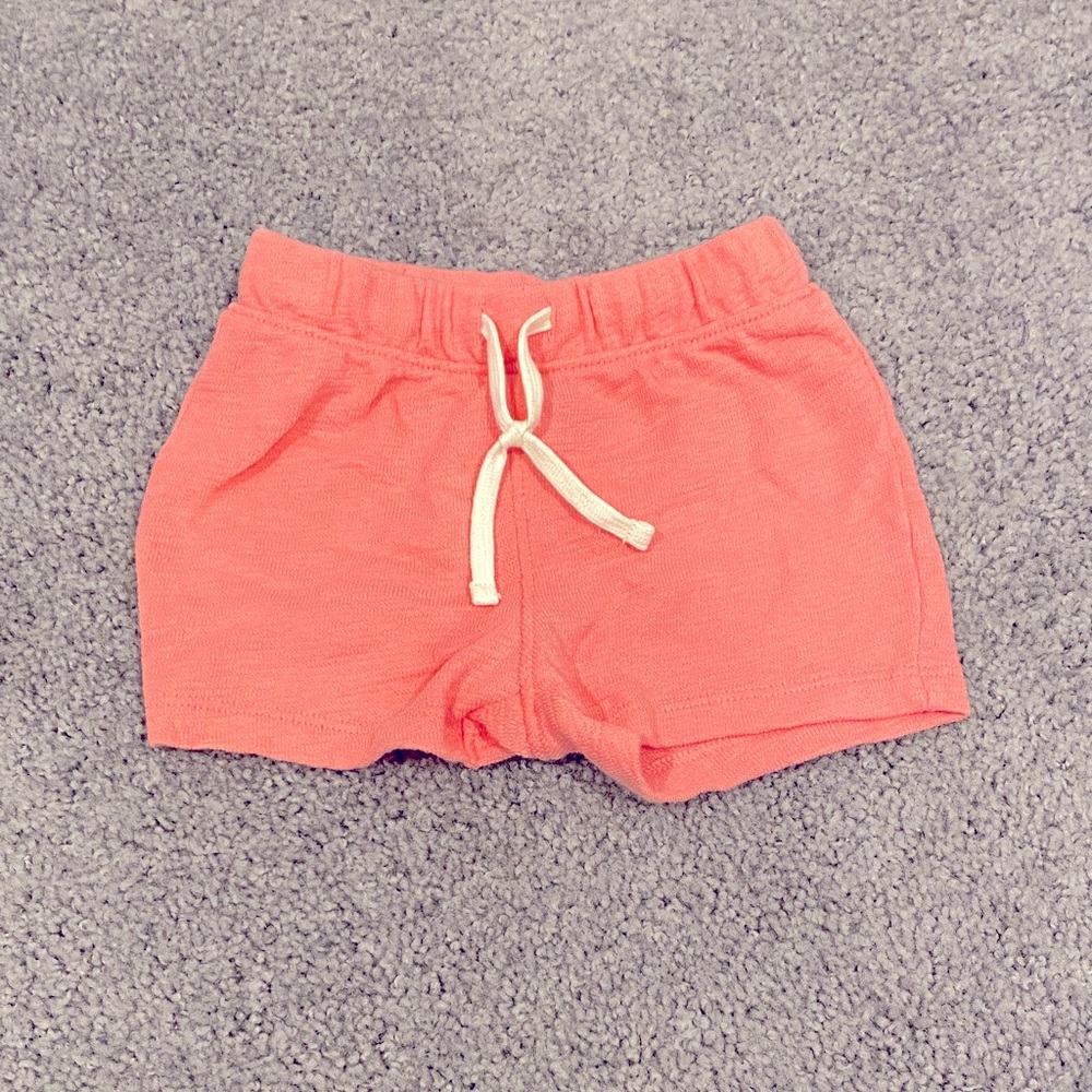 Old Navy Coral Baby Shorts with White Drawstring 6-12m